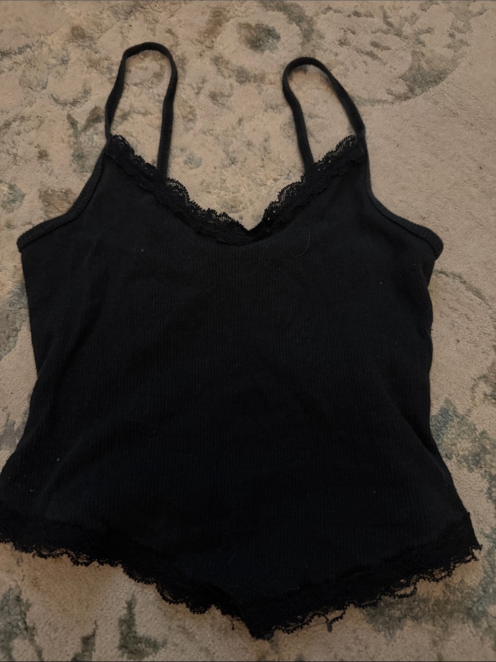 Hollister Black Lace-Trim Ribbed Camisole